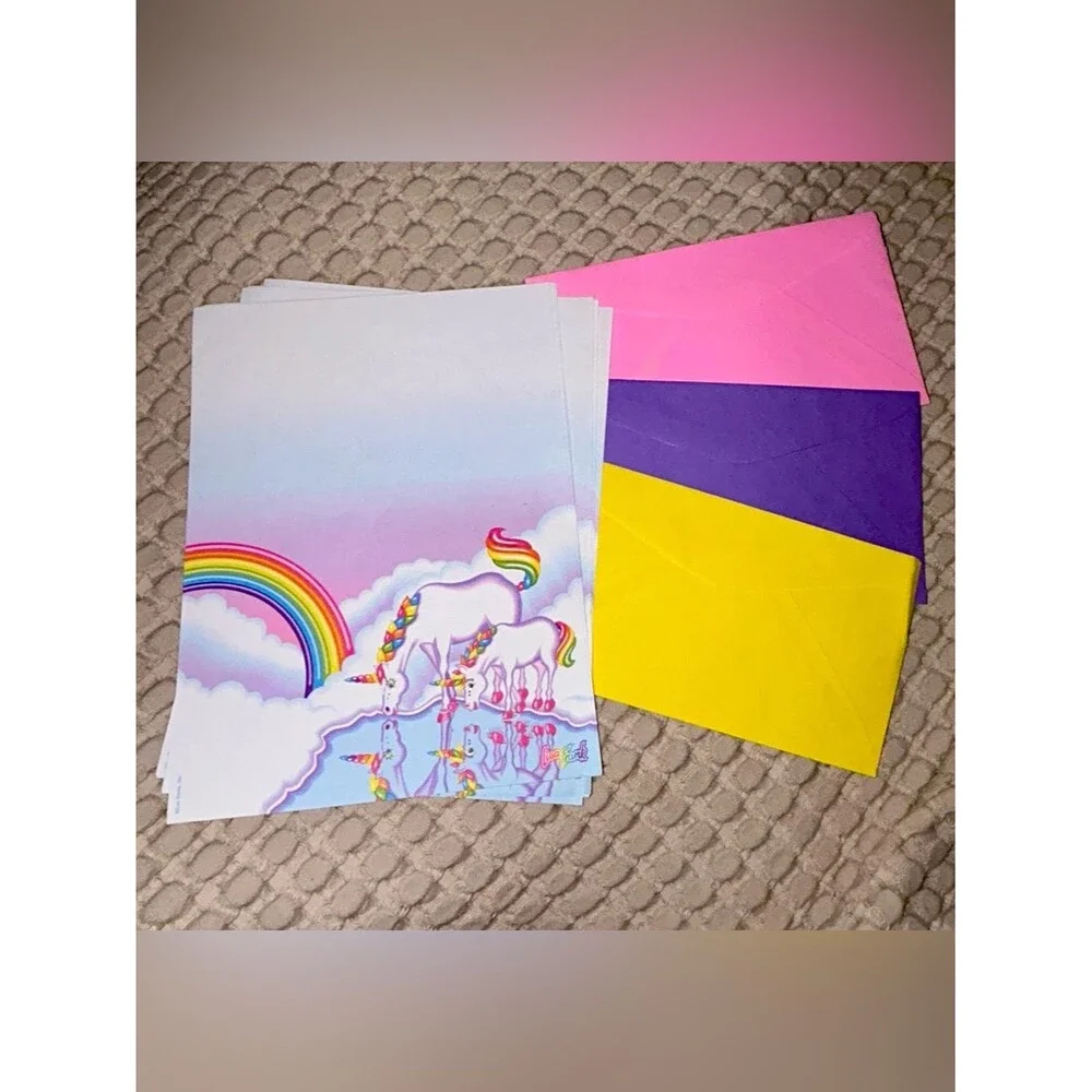 Lisa Frank Unicorn Rainbow Stationery Set - Postalette Collectible EUC